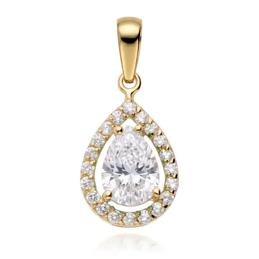[4344 C OA Circ] Colgante Engaste Circonita Oro Amarillo