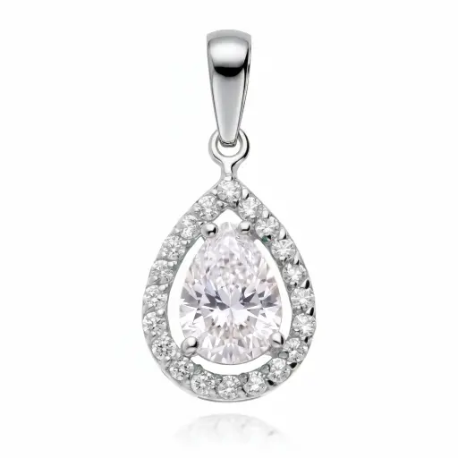 [4344 C OBL Circ] Colgante Engaste Circonita Oro Blanco